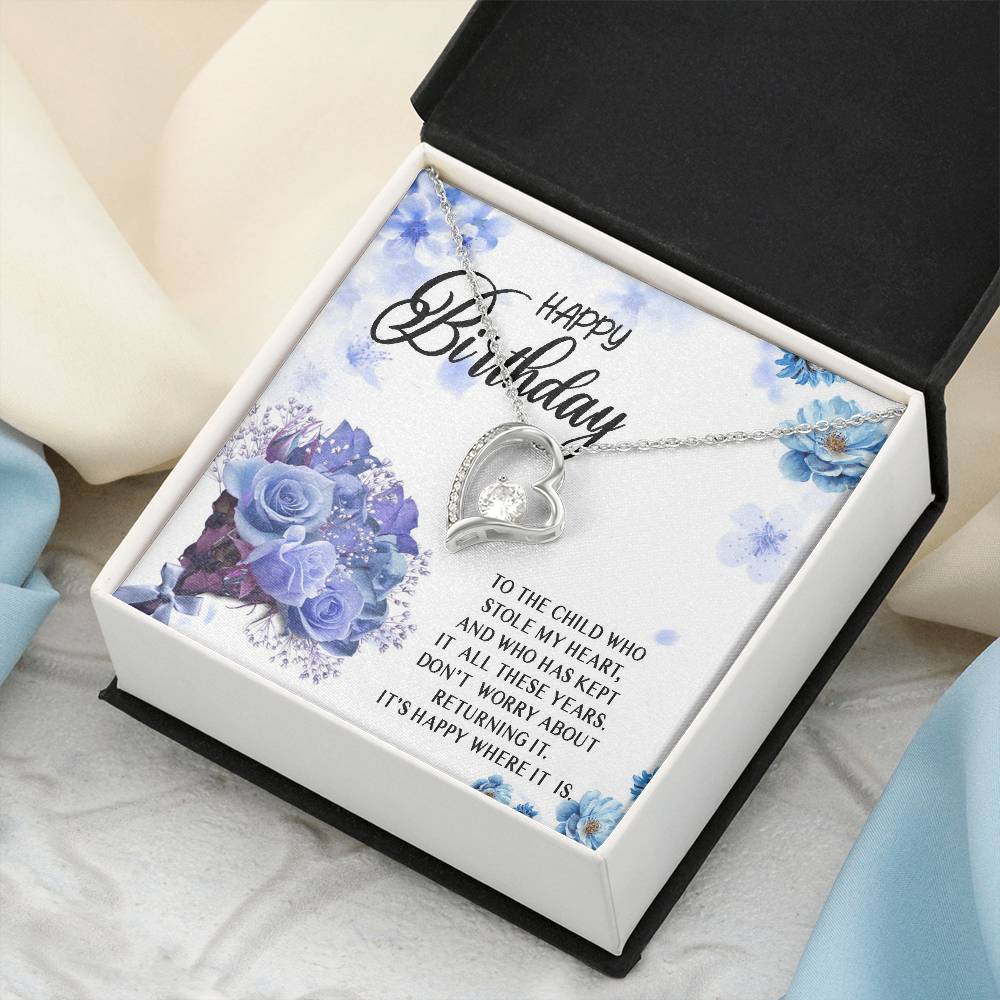 Happy Birthday Necklace Gift For Child Daughter Granddaughter From Mom Dad Grandma Grandpa Stole My Heart Forever Love Necklace