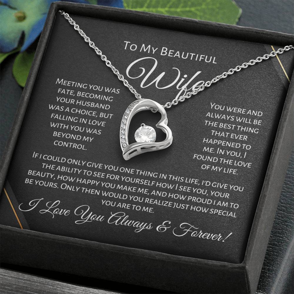 To My Beautiful Wife - One Thing - Forever Love Necklace