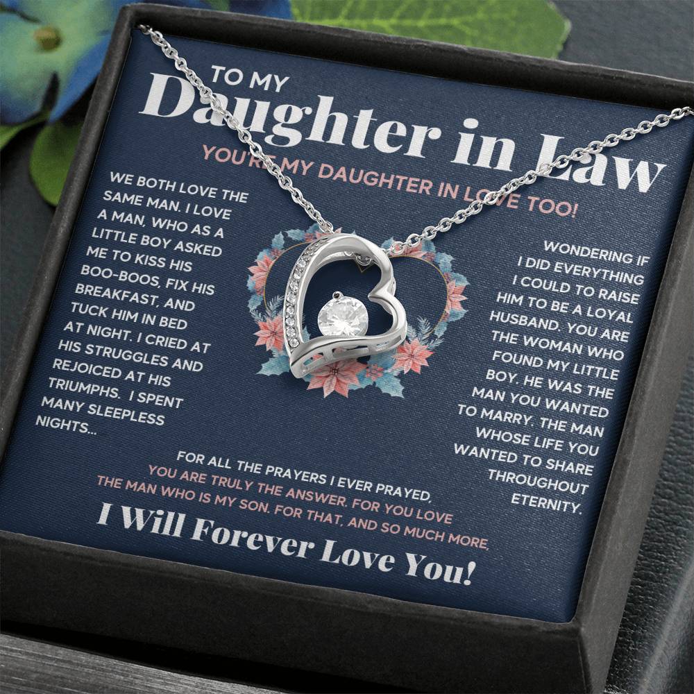 To My Daughter In Love Heart Necklace Gift Set Forever Love Necklace