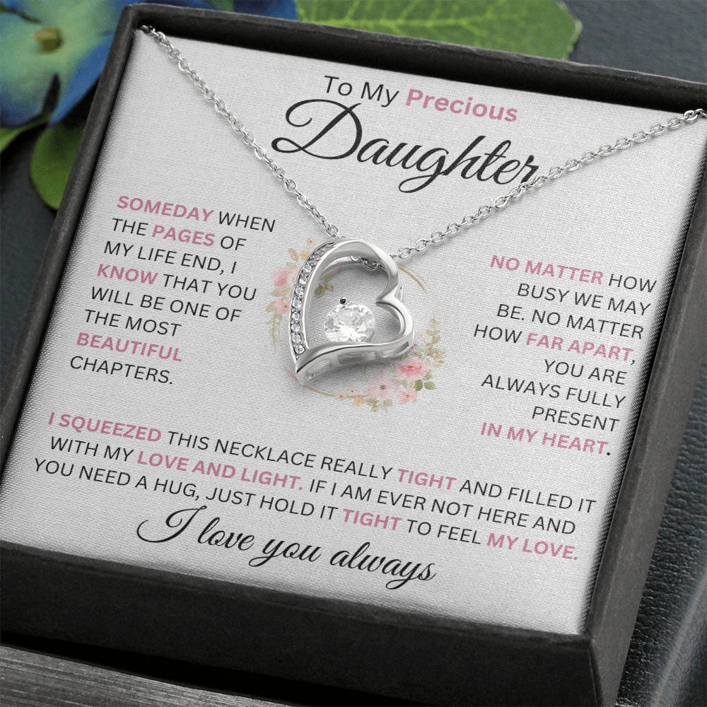 To My Daughter No Matter How Busy... Love You Heart Necklace Forever Love Necklace