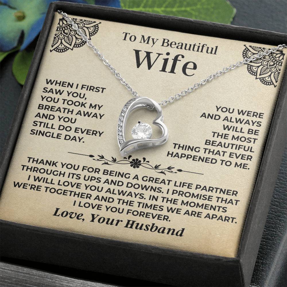 To My Beautiful Wife - Forever Love Gift Set - Ss545 Forever Love Necklace