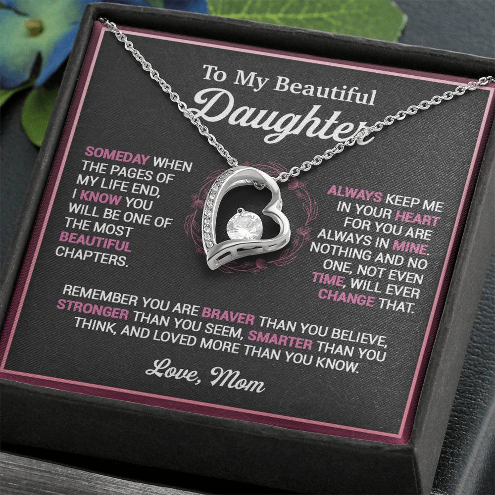 To My Daughter Necklace, Gift For Daughter From Mom, Mother Daughter Necklace Forever Love Necklace