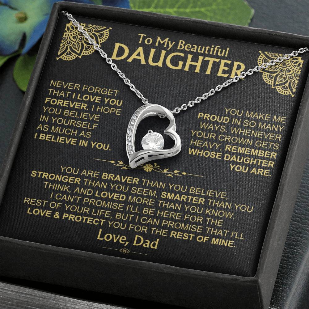 To My Beautiful Daughter - Dad - Forever Love Gift Set - Ss490V3 Forever Love Necklace