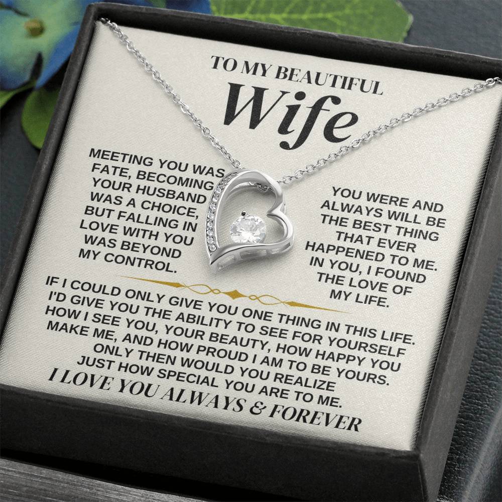 To My Beautiful Wife - Forever Love Necklace Gift Set - Ss323 Forever Love Necklace