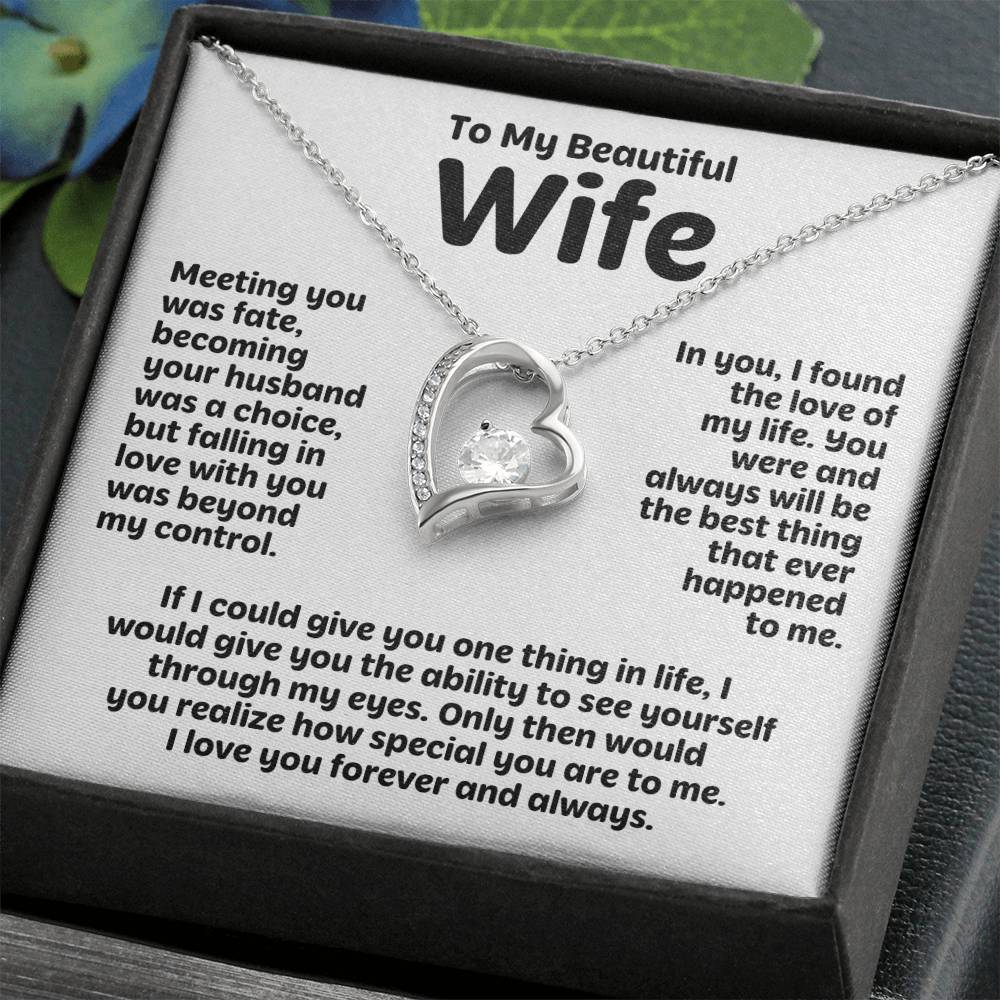 To My Beautiful Wife - Meeting You Was Fate - Forever Love Necklace