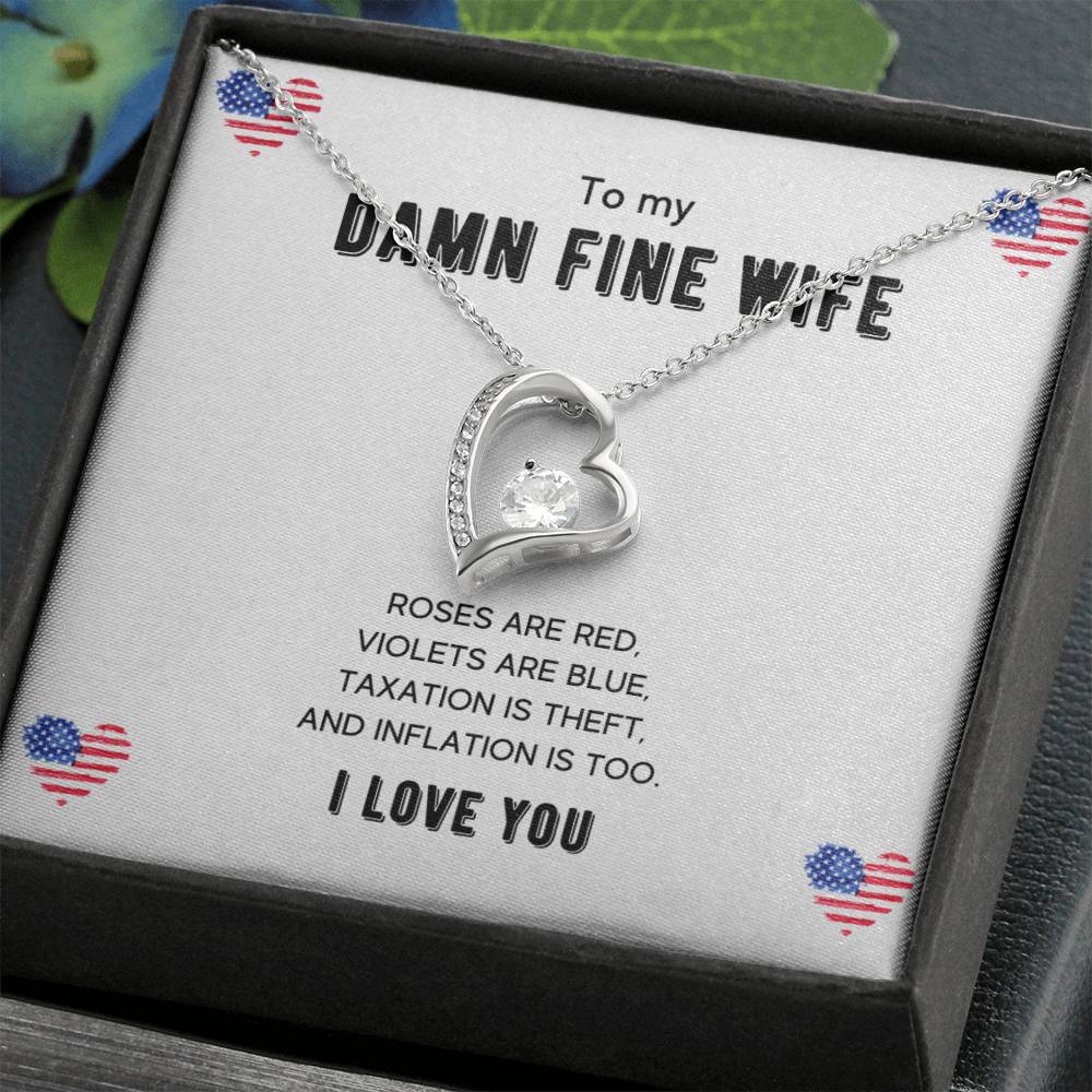 To My Damn Fine Wife - Women'S Forever Love Necklace & Earring Set - Gift For Wife Forever Love Necklace