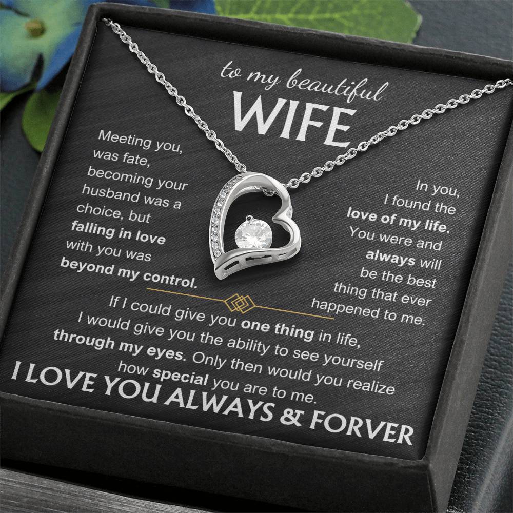 To My Beautiful Wife - Meeting You Was Fate Forever Love Necklace