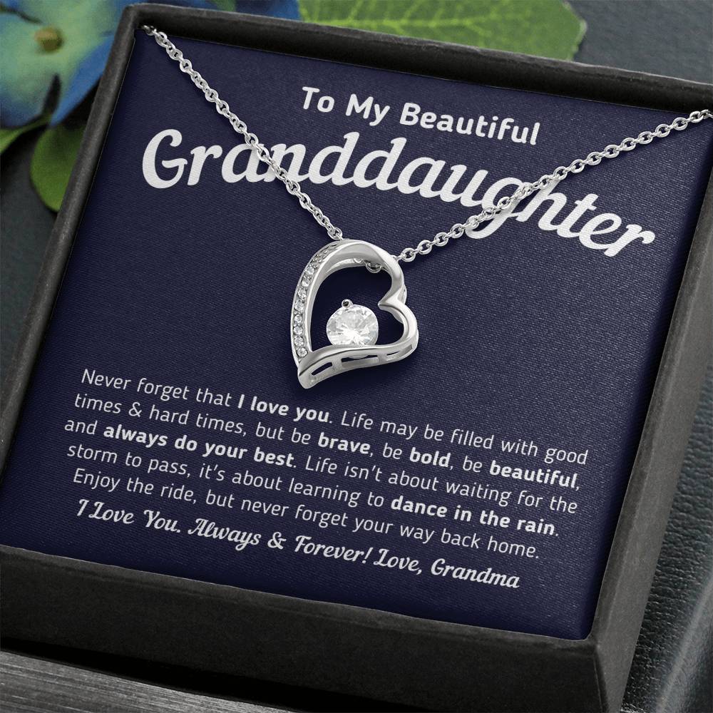 To My Beautiful Granddaughter - Never Forget That I Love You Forever Love Necklace