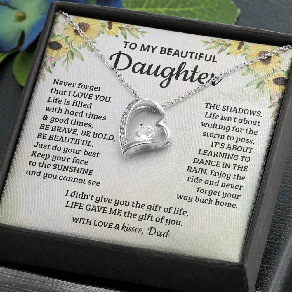 To My Beautiful Daughter - Enjoy The Ride And Never Forget Your Way Back Home - Forever Love Necklace