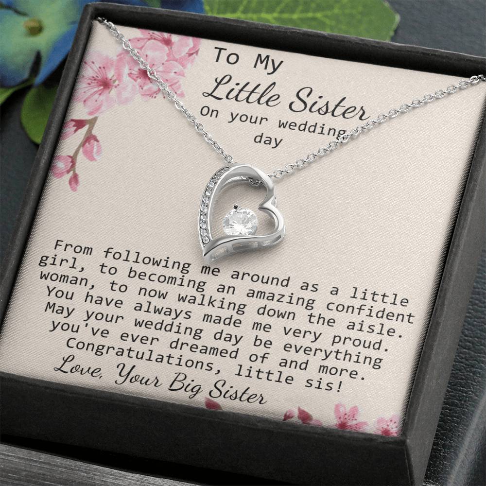 Little Sister Wedding Day Gift, Big Sister To Bride Necklace, Bride Gift From Sister, Sister To Bride Gift Forever Love Necklace