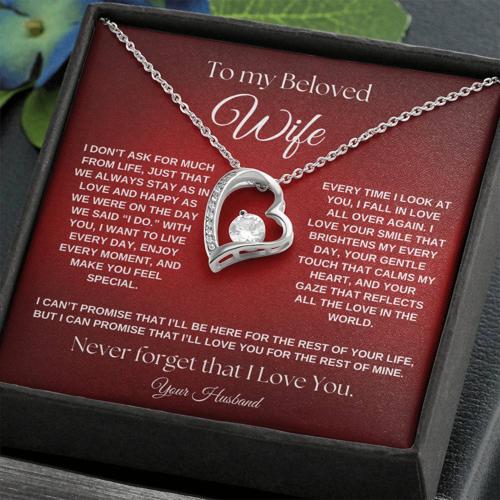 To My Beloved Wife, I Promise To Love You Forever Forever Love Necklace