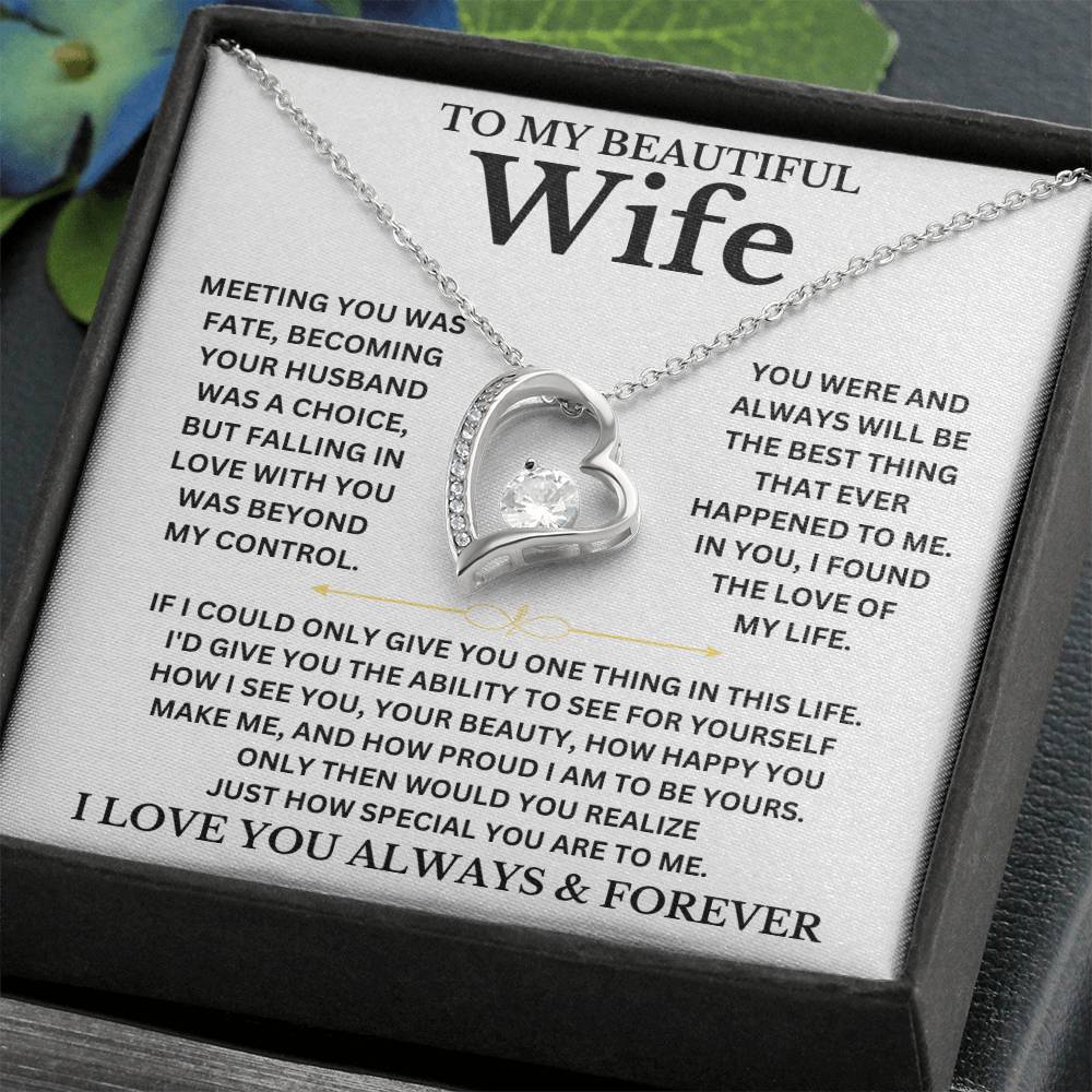 To My Beautiful Wife - Personalizable Necklace Gift Set Forever Love Necklace