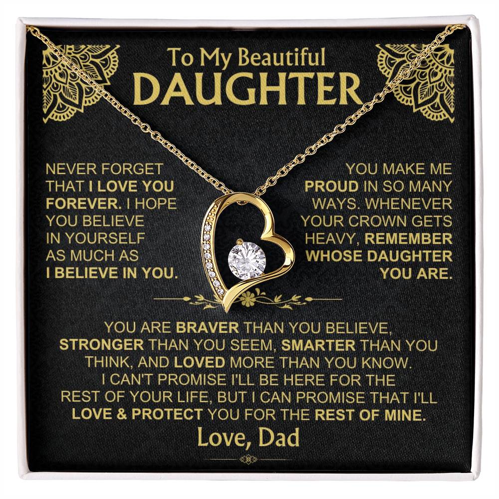 To My Beautiful Daughter - Dad - Forever Love Gift Set - Ss490V3 Forever Love Necklace