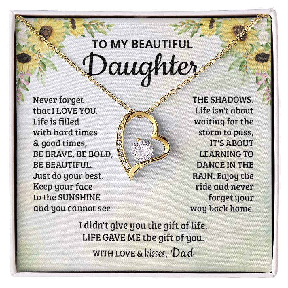 To My Beautiful Daughter - Enjoy The Ride And Never Forget Your Way Back Home - Forever Love Necklace