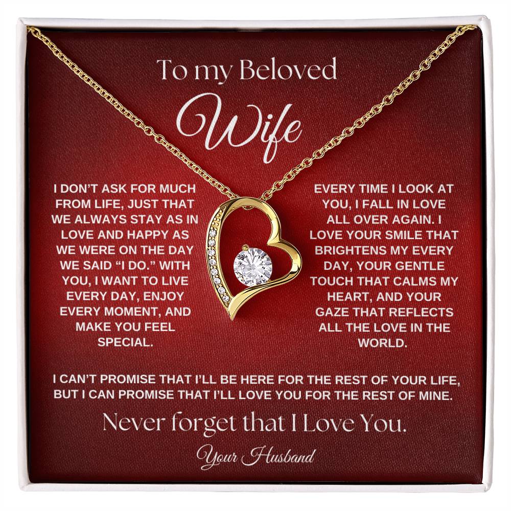 To My Beloved Wife, I Promise To Love You Forever Forever Love Necklace