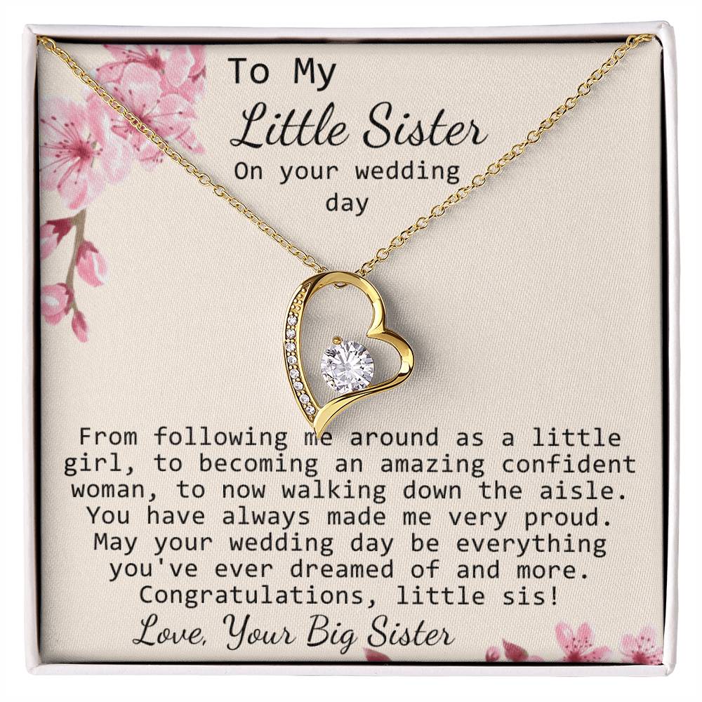Little Sister Wedding Day Gift, Big Sister To Bride Necklace, Bride Gift From Sister, Sister To Bride Gift Forever Love Necklace