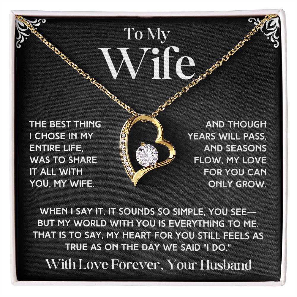To My Wife - Forever Love Necklace & Earring Set - Beautiful Poem Forever Love Necklace