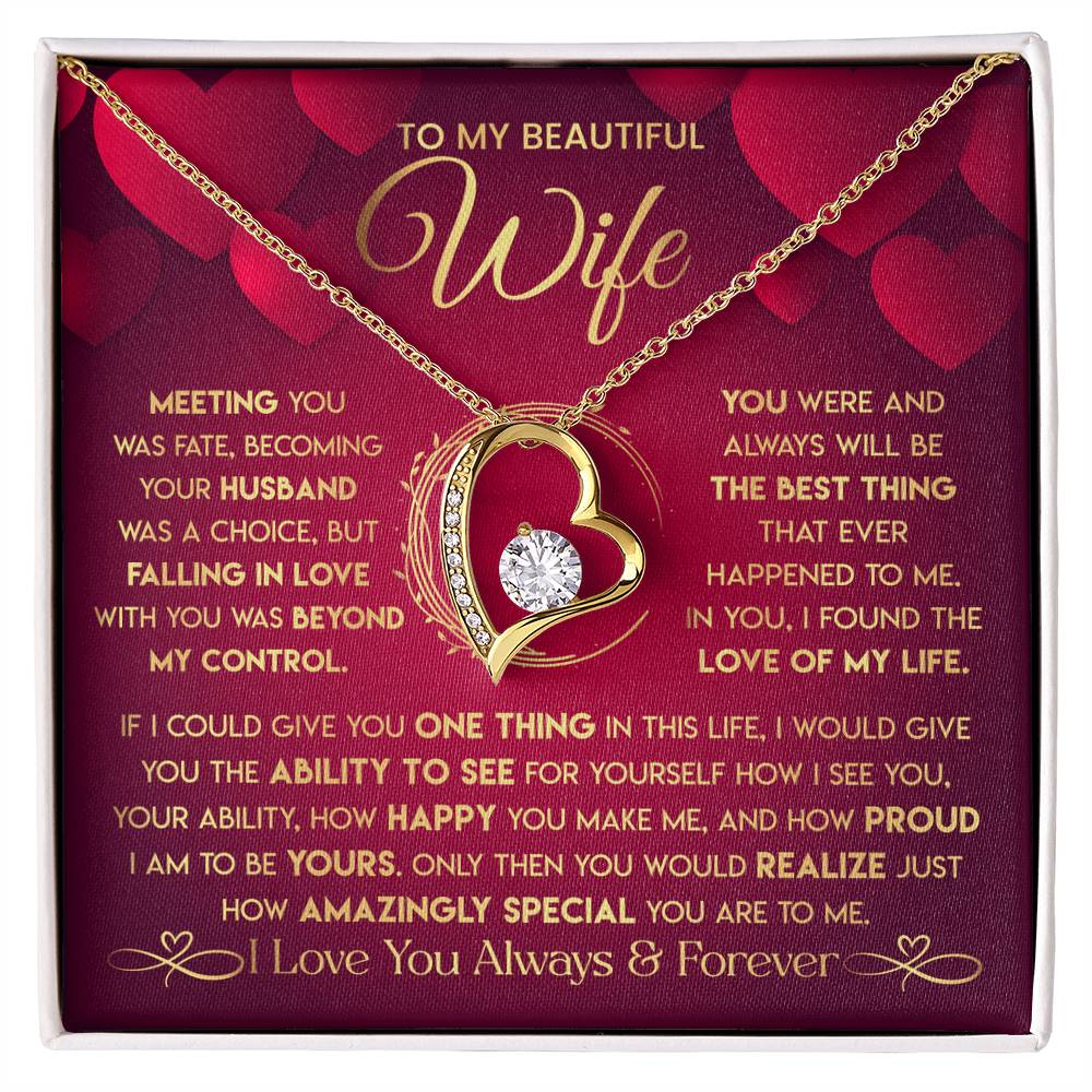 To My Beautiful Wife Necklace From Husband - Forever Love Red V.2 Forever Love Necklace