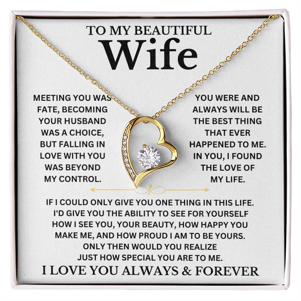 To My Beautiful Wife - Personalizable Necklace Gift Set Forever Love Necklace