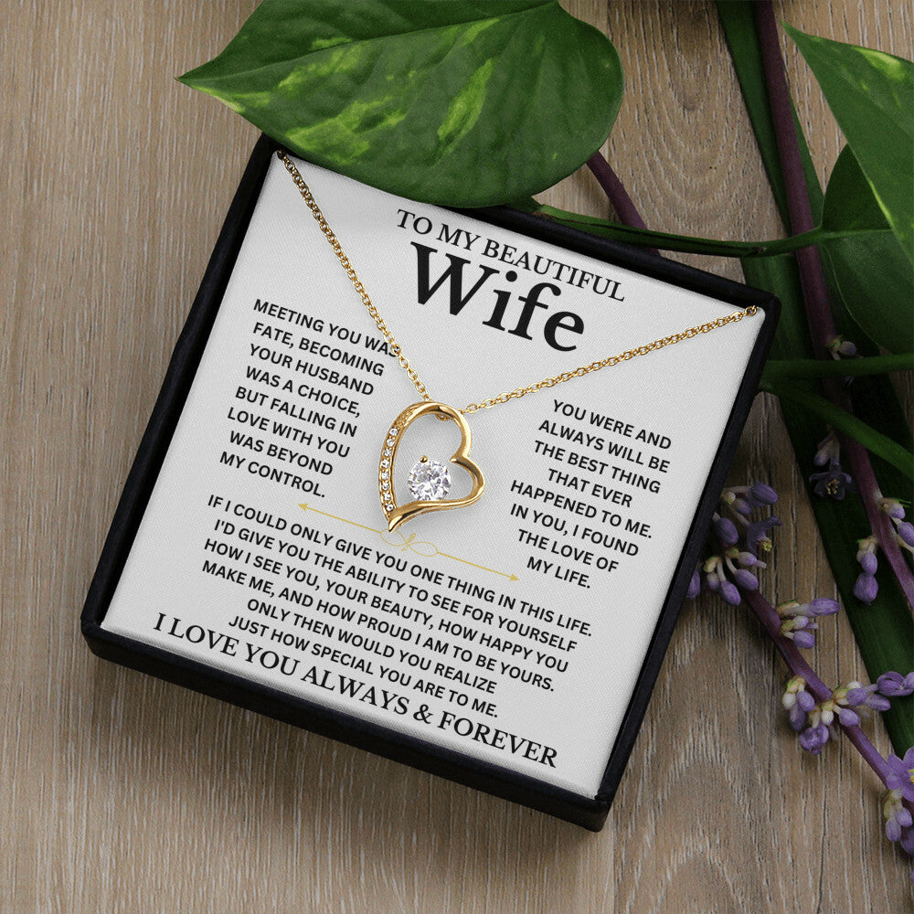 To My Beautiful Wife - Personalizable Necklace Gift Set Forever Love Necklace