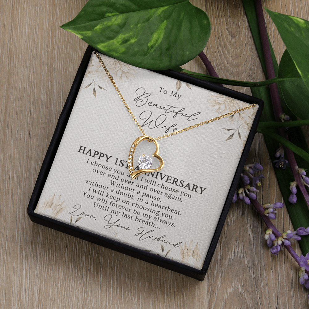 1St Anniversary Necklace Gift For Wife 1 Year Wedding Jewelry Gift For Her 1St Wedding Anniversary Wife Gift 1 Year Anniversary Wedding Present Forever Love Necklace