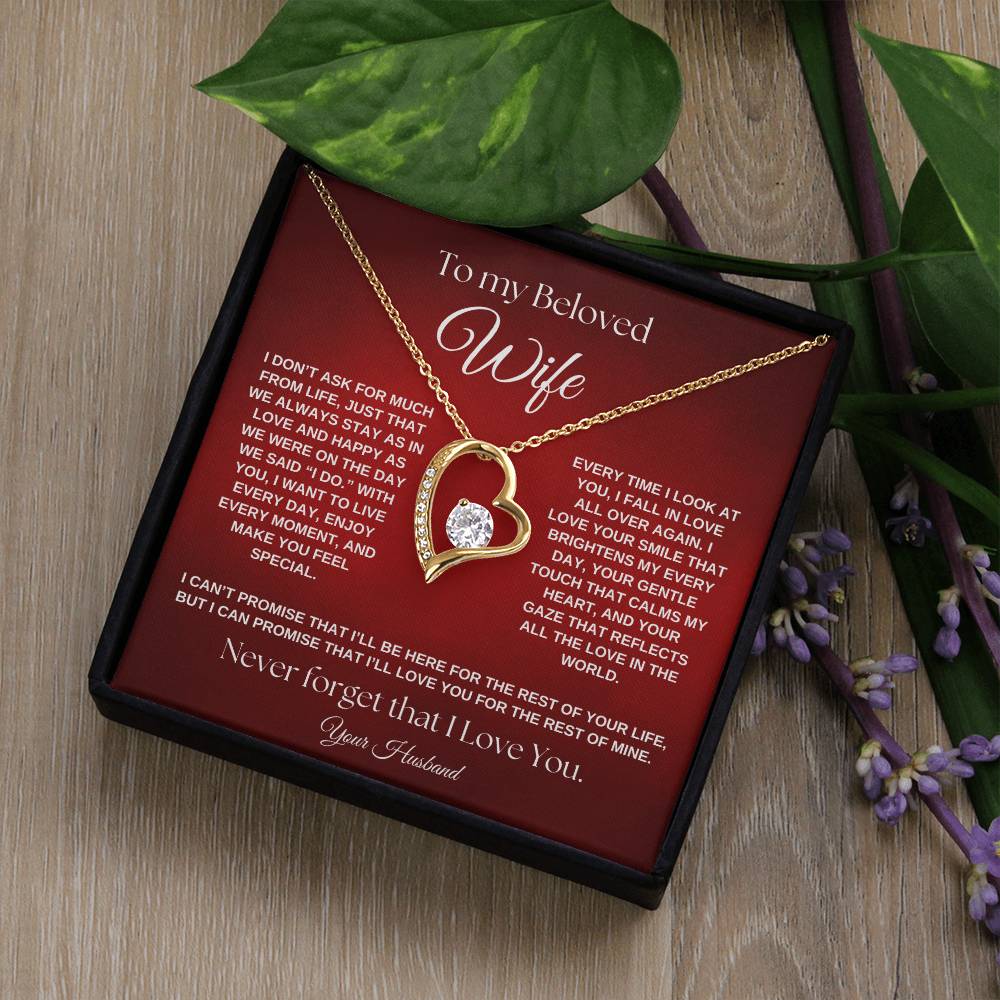 To My Beloved Wife, I Promise To Love You Forever Forever Love Necklace