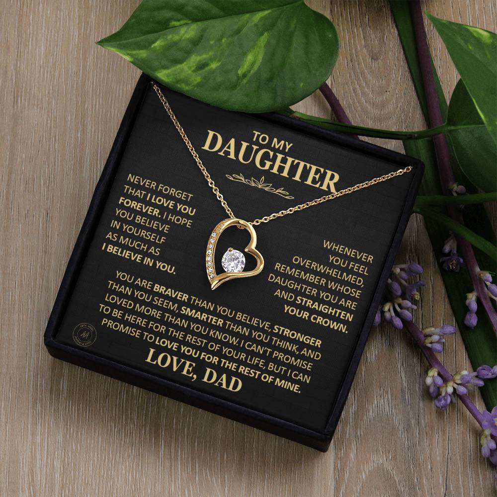 Unique Gift For Daughter From Dad Never Forget That I Love You Heart Necklace Forever Love Necklace