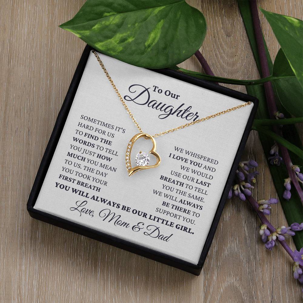 Gift For Daughter Love Mom And Dad Our Little Girl Necklace Forever Love Necklace