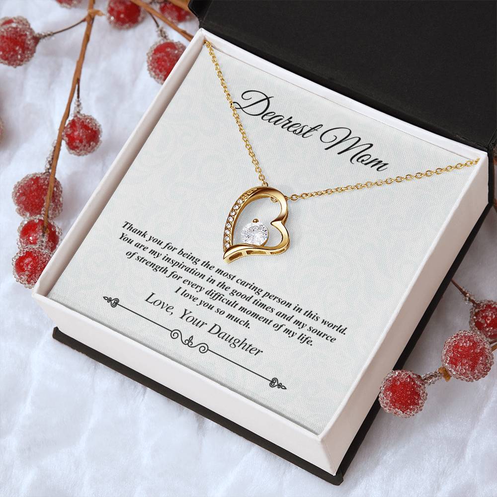 'Dearest Mom' Heart Necklace - The Most Caring Person In This World Forever Love Necklace