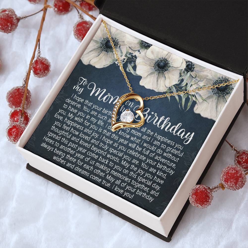 Mom Birthday Forever Love Necklace Gift Mom Birthday Jewelry Mom Necklace Or Bracelet Happy Birthday Mom Message Card Quote Cute Gift For Mom Forever Love Necklace