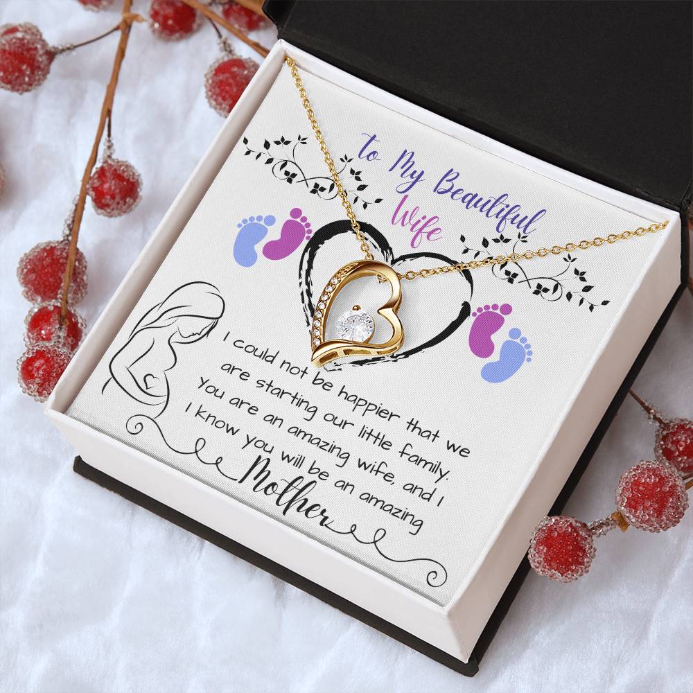 To My Beautiful Wife Soon To Be Mom Forever Love Necklace Forever Love Necklace