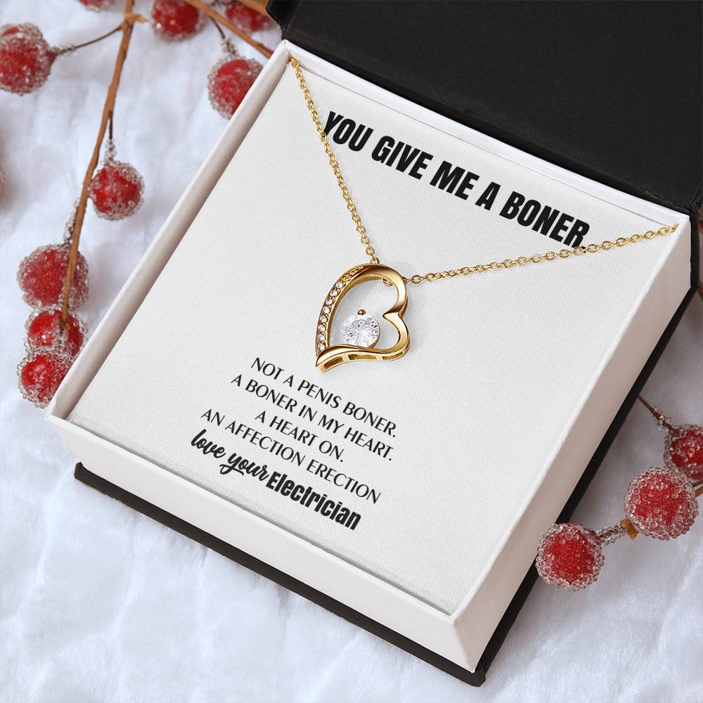 You Give Me A Heart Boner An Affection Erection Funny & Sarcastic Love For Her ? Mature Best Funny Gag Gifts For Electrician Wife On Special Days Forever Love Necklace