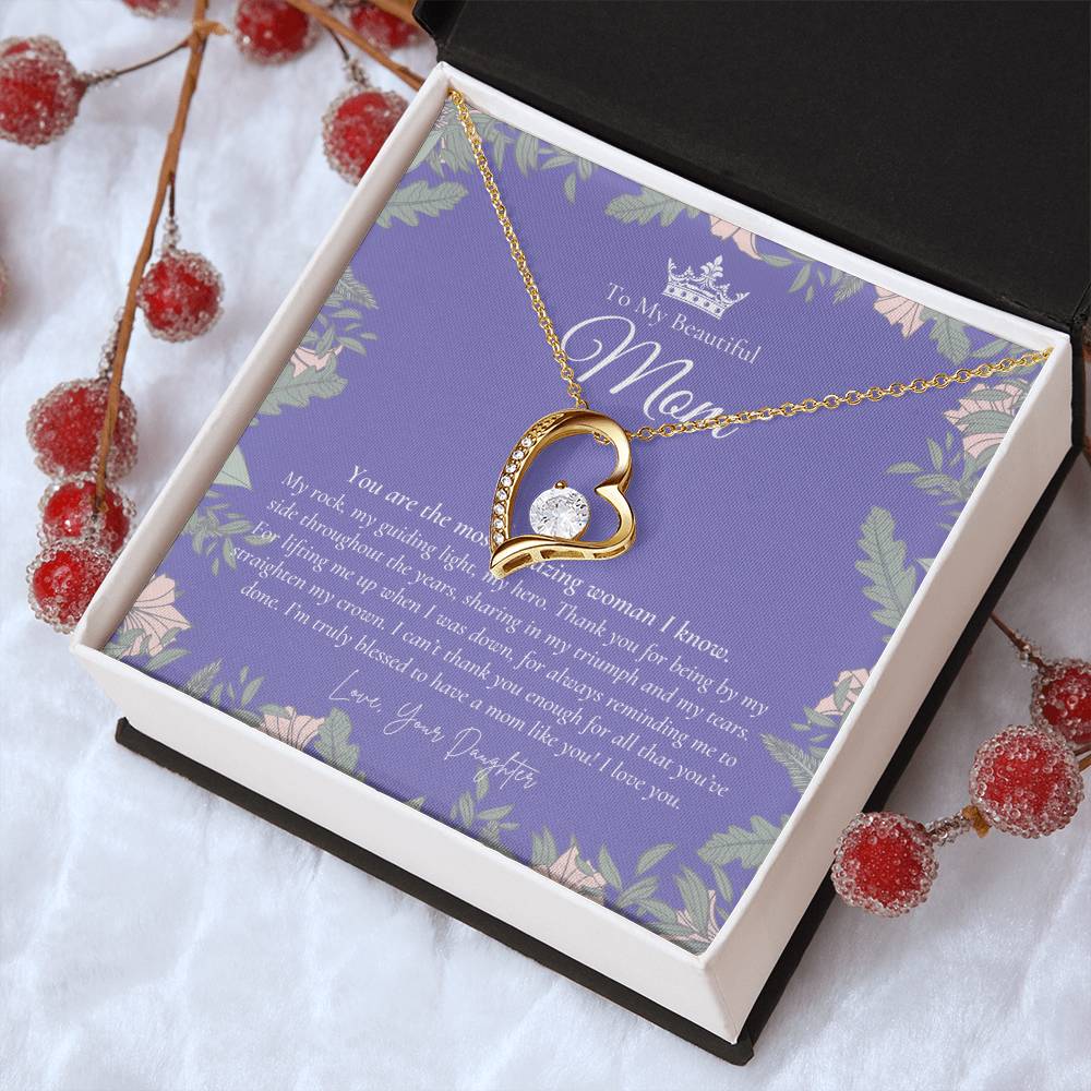 To My Beautiful Mom Necklace Beautiful Mom Gift Mother’S Day Gift Birthday Gift For Mom Gift From Daughter On Wedding Day Forever Love Necklace