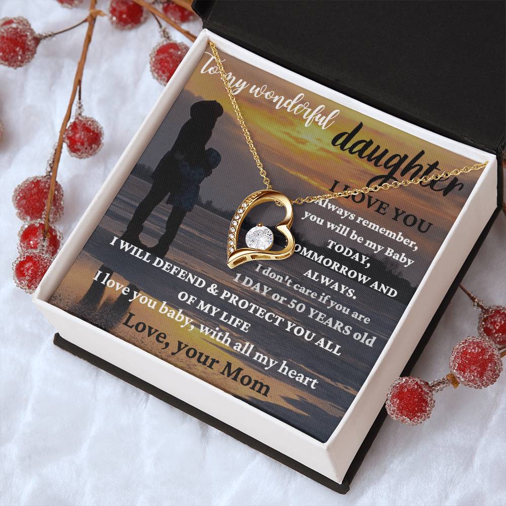 To My Wonderful Daughter Straighten Your Crown Necklace Mom Daughter Necklace Daughter Birthday Gift Daughter Graduation Gift Forever Love Necklace