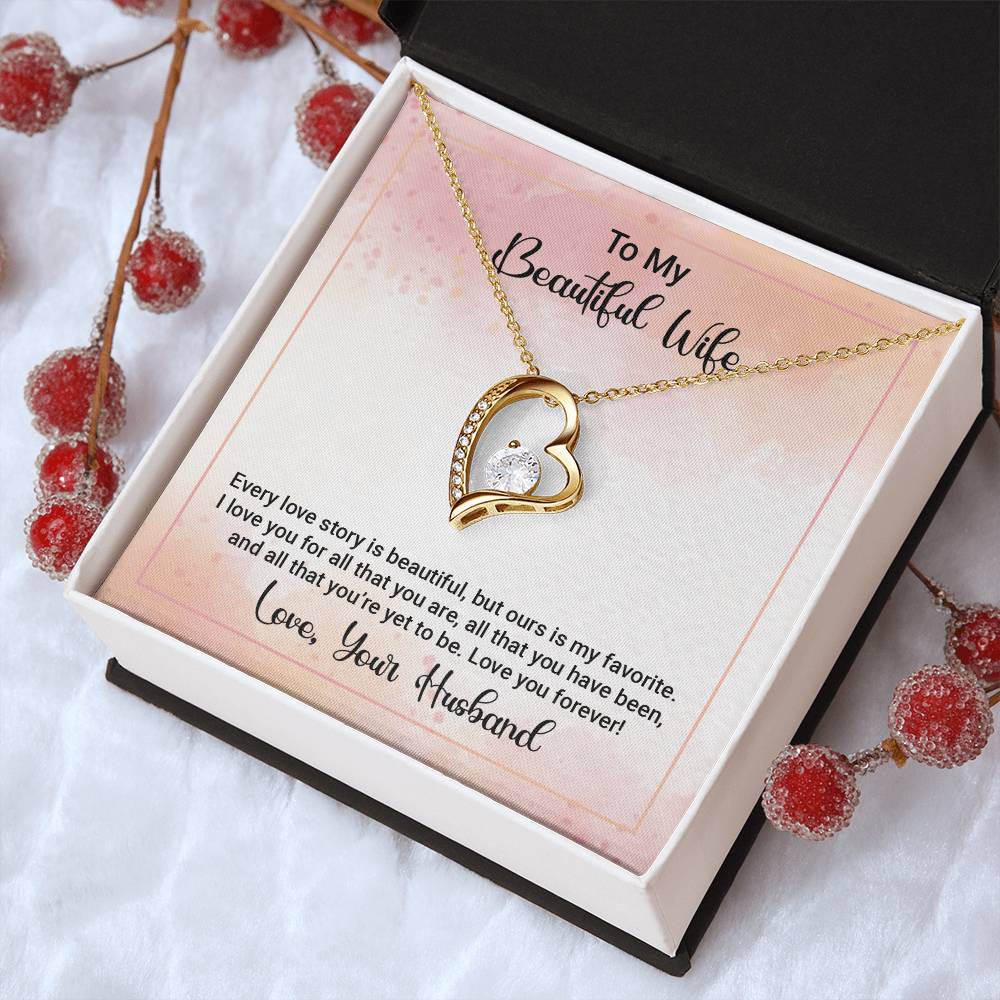 To My Beautiful Wife Happy Anniversary Forever Love Necklace