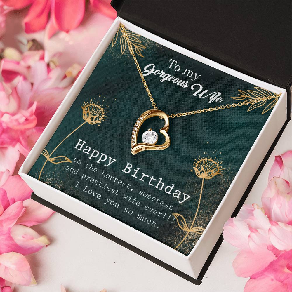 To My Gorgeous Wife - Happy Birthday - 925 Sterling Silver Pendant Forever Love Necklace