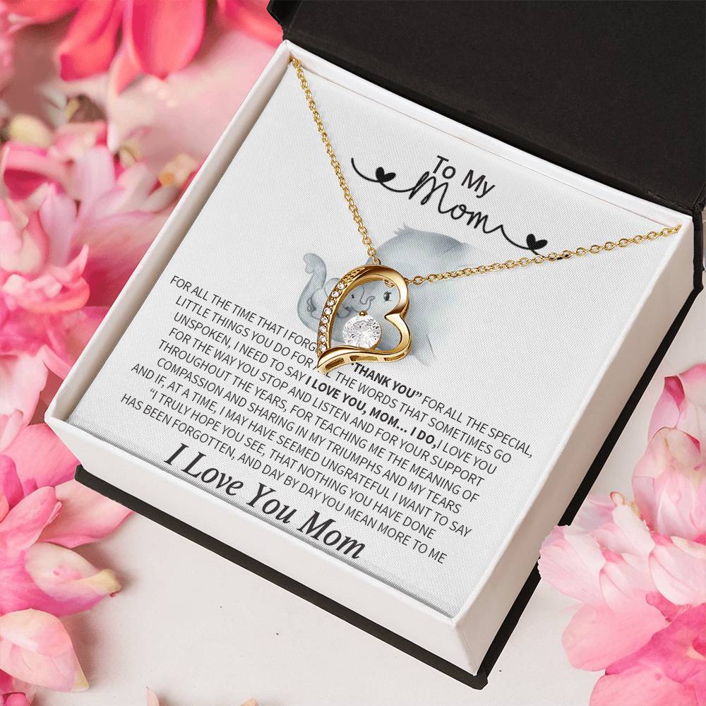 Gift To My Mom Thank You Mom Moms Birthday Valentines Gift To My Mother Mom Necklace To My Mom Necklace To My Mom Mom Birthday Forever Love Necklace
