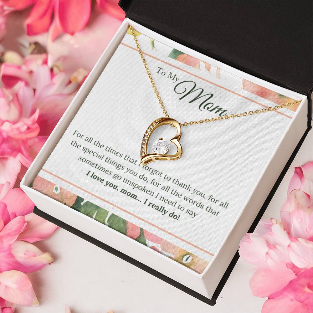 To My Mom Message Card Design And Necklace Forever Love Necklace