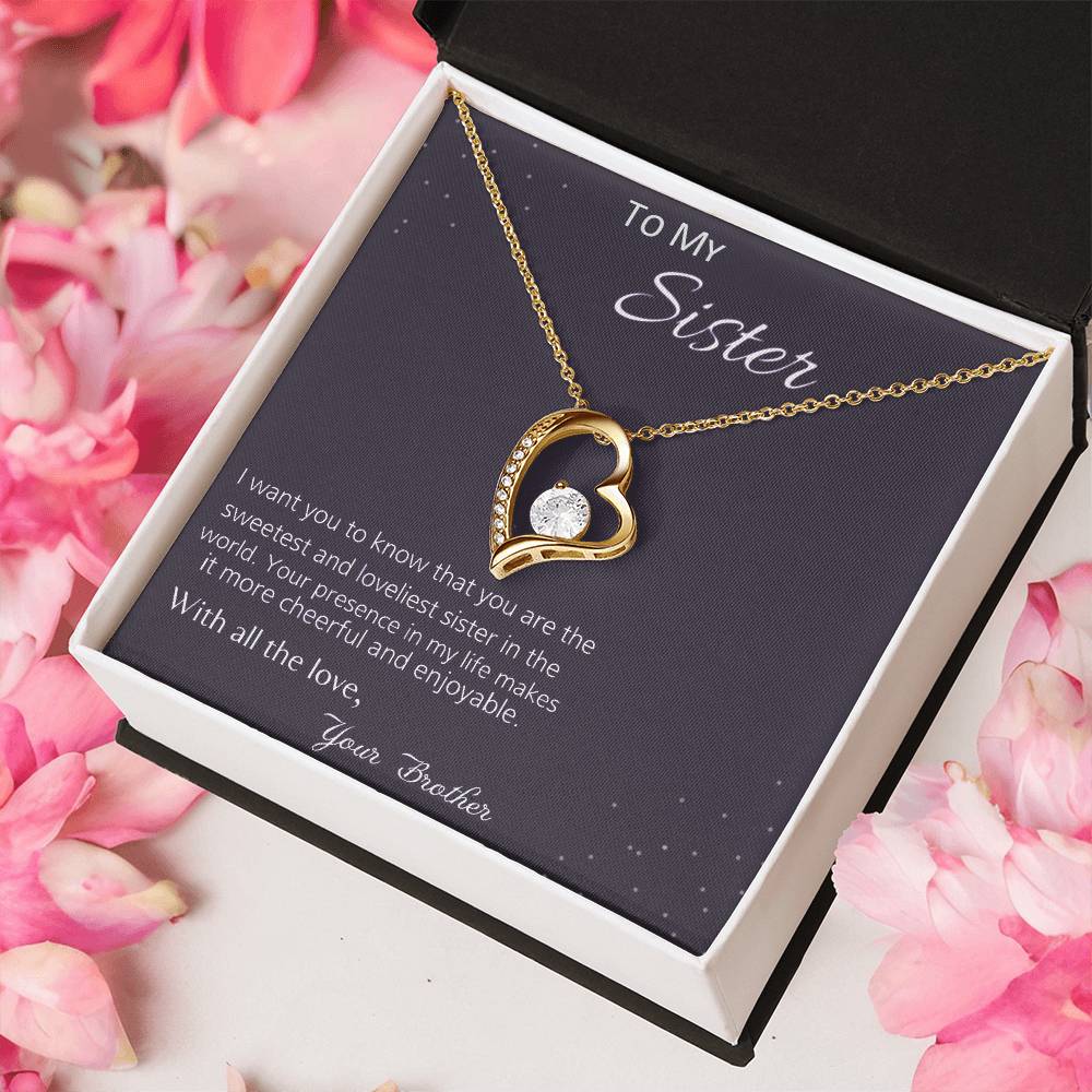 To My Sister With All The Love 925 Sterling Silver Pendant 1 Forever Love Necklace