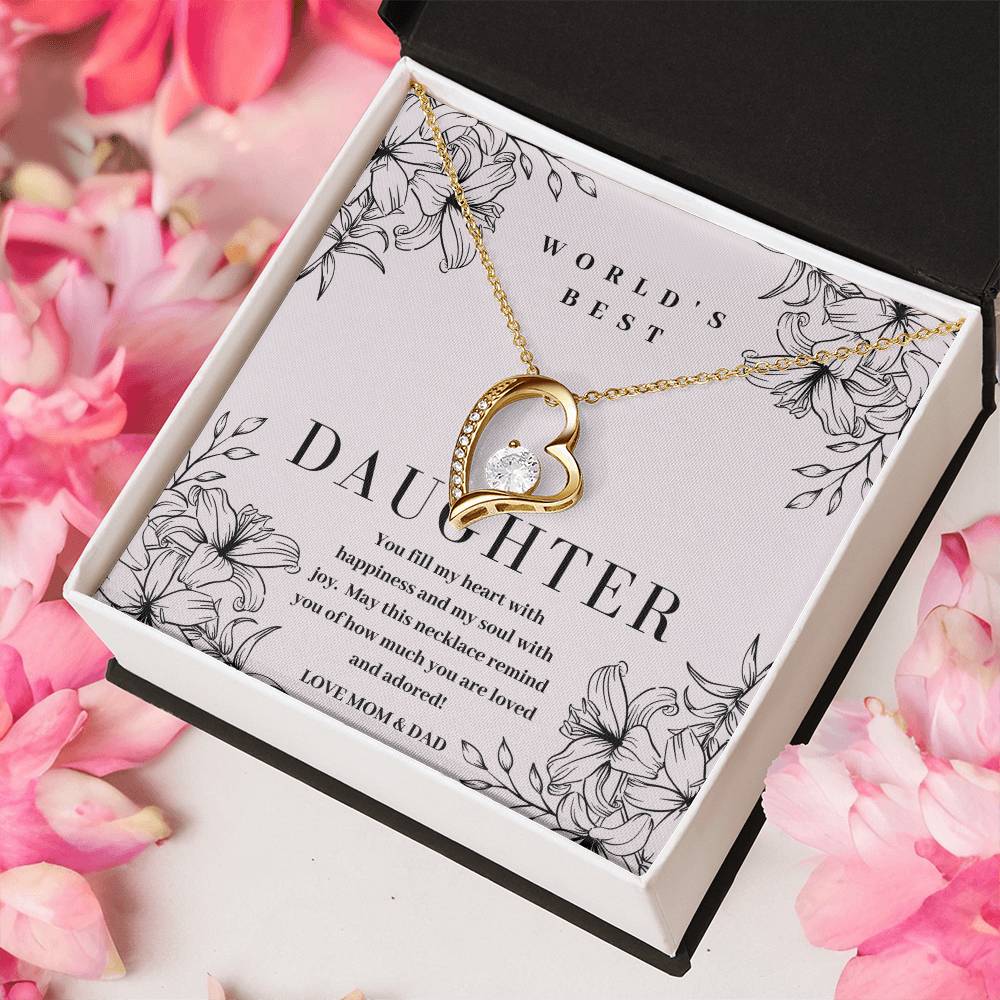 World's Best Daughter Gift 14k White Gold Or 18k Yellow Gold Pendant Necklace Forever Love Necklace