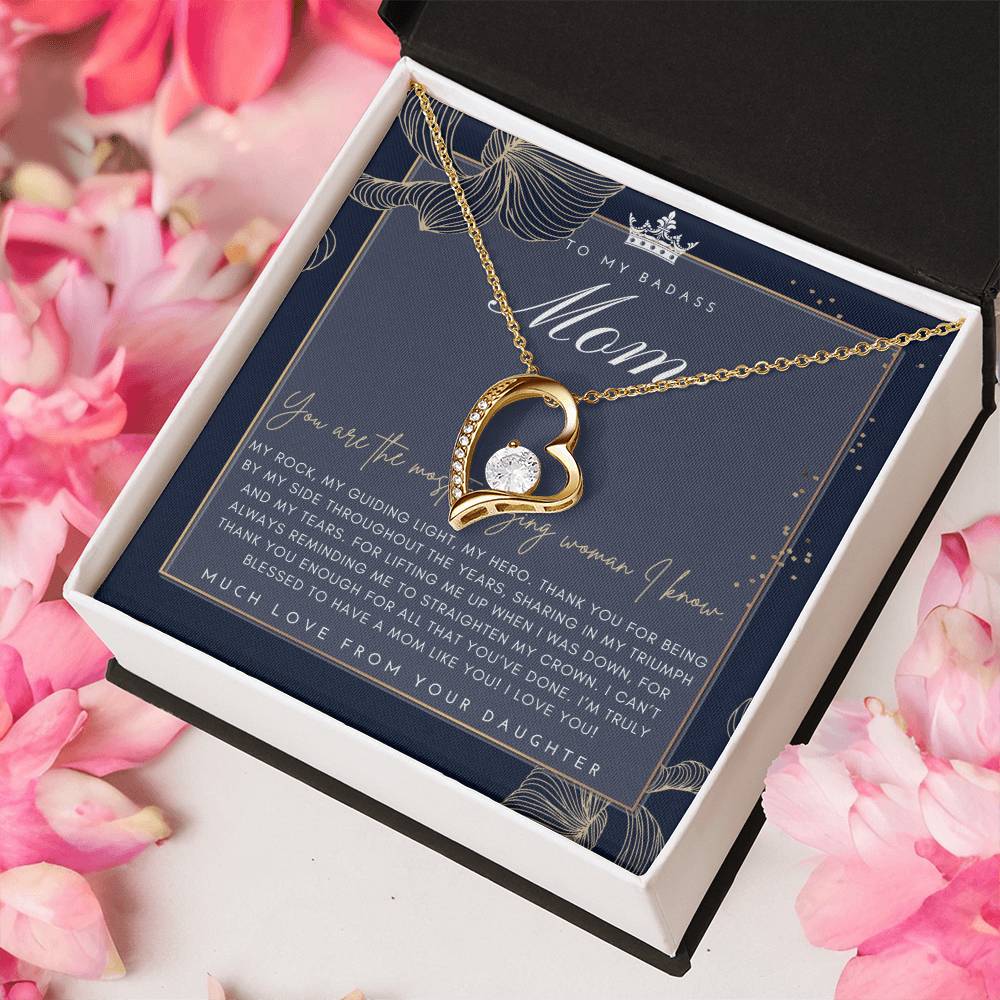 Badass Mom Gift To My Badass Mom Necklace Mother’s Day Gift Daughter To Mom Gift Gift From Daughter To Mom On Wedding Day Mom Gift Forever Love Necklace