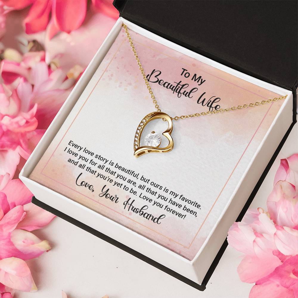 To My Beautiful Wife Happy Anniversary Forever Love Necklace