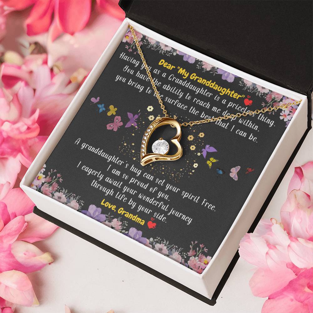 To My Granddaughter A Granddaughter’s Hug Can Set Your Spirit Free From Grandma 1 Forever Love Necklace