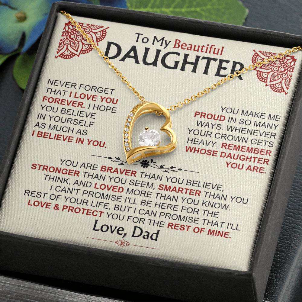 To My Beautiful Daughter - Dad - Forever Love Gift Set - Ss490V2 Forever Love Necklace