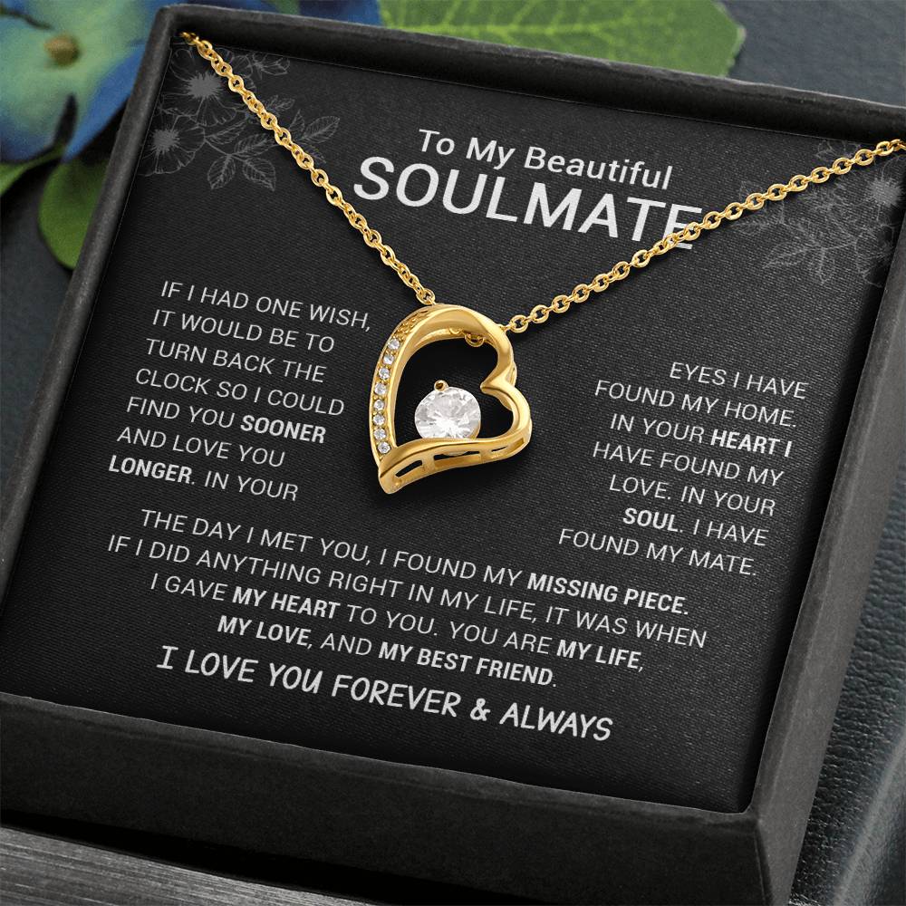 To My Beautiful Soulmate I Have Found My Mate Black Version Forever Love Necklace Forever Love Necklace