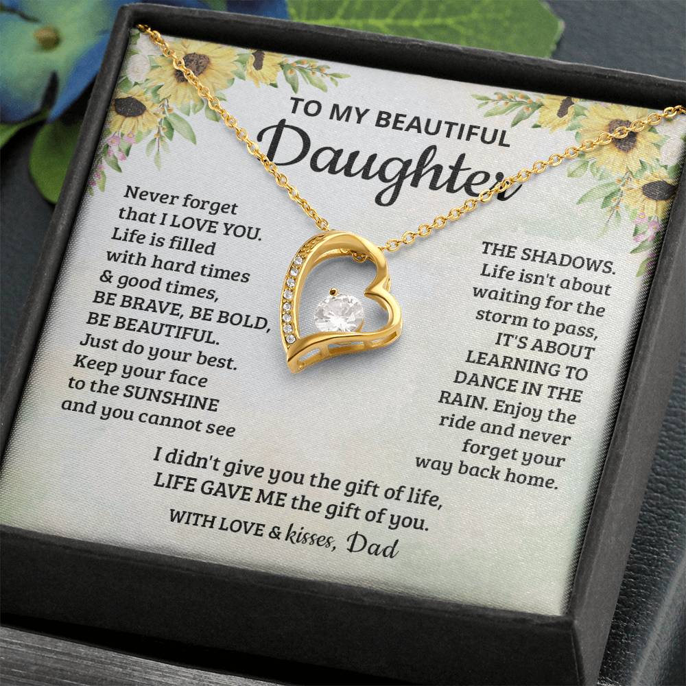 To My Beautiful Daughter - Enjoy The Ride And Never Forget Your Way Back Home - Forever Love Necklace