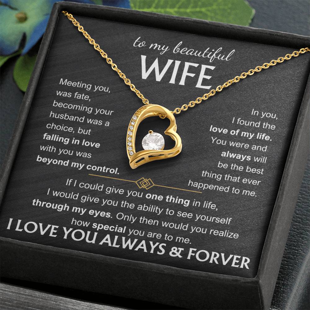 To My Beautiful Wife - Meeting You Was Fate Forever Love Necklace