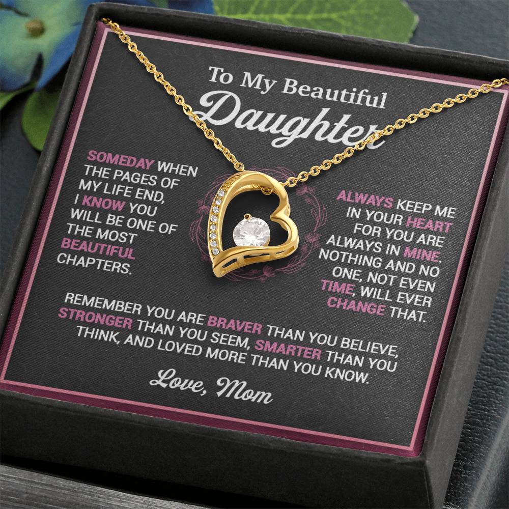 To My Daughter Necklace, Gift For Daughter From Mom, Mother Daughter Necklace Forever Love Necklace