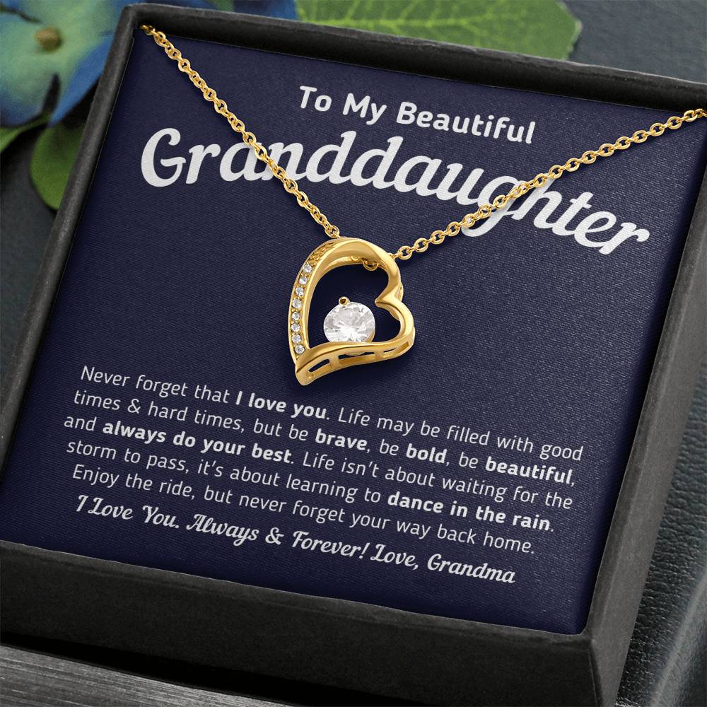 To My Beautiful Granddaughter - Never Forget That I Love You Forever Love Necklace