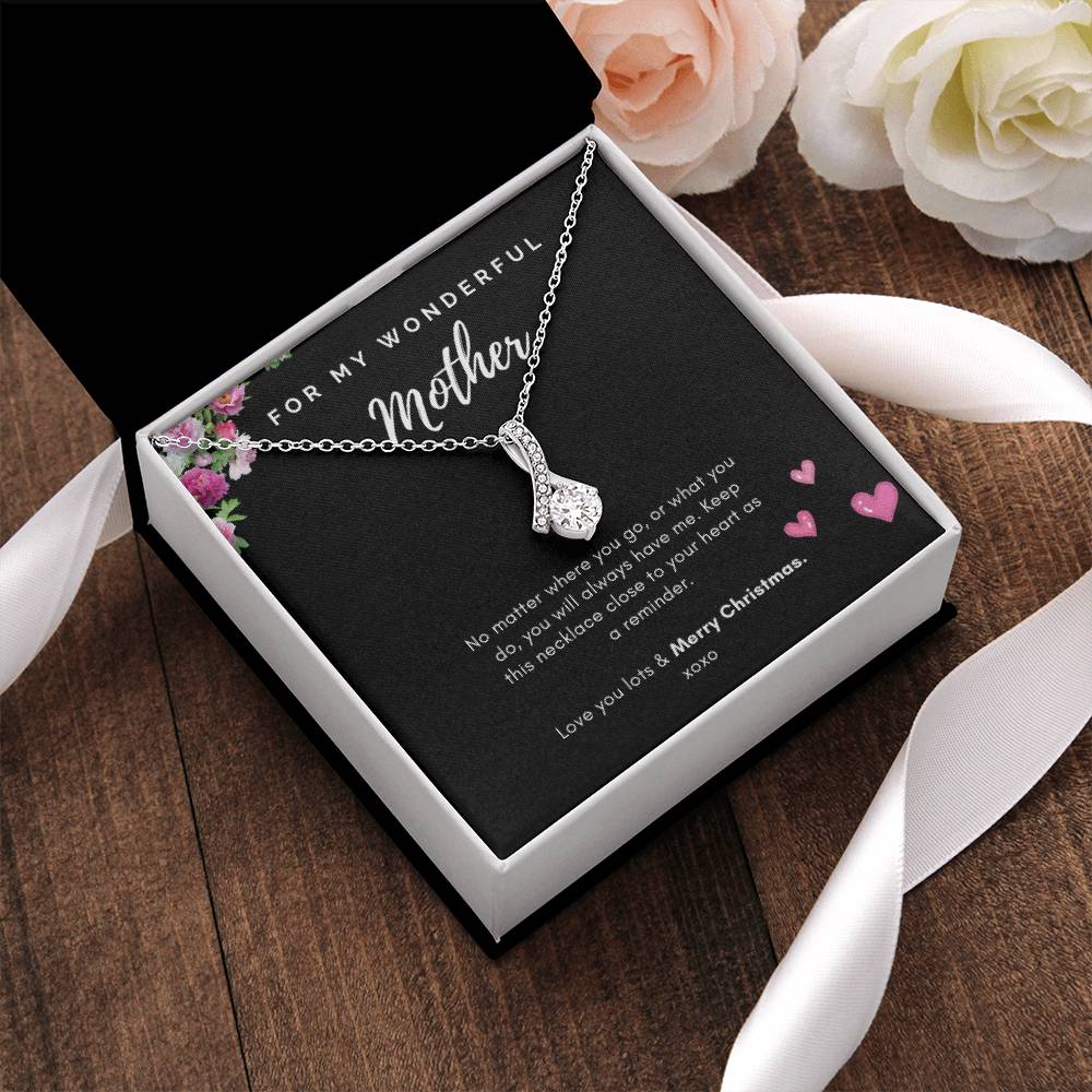 Wonderful Mother Necklace - 14K White Gold Finish Alluring Beauty Necklace